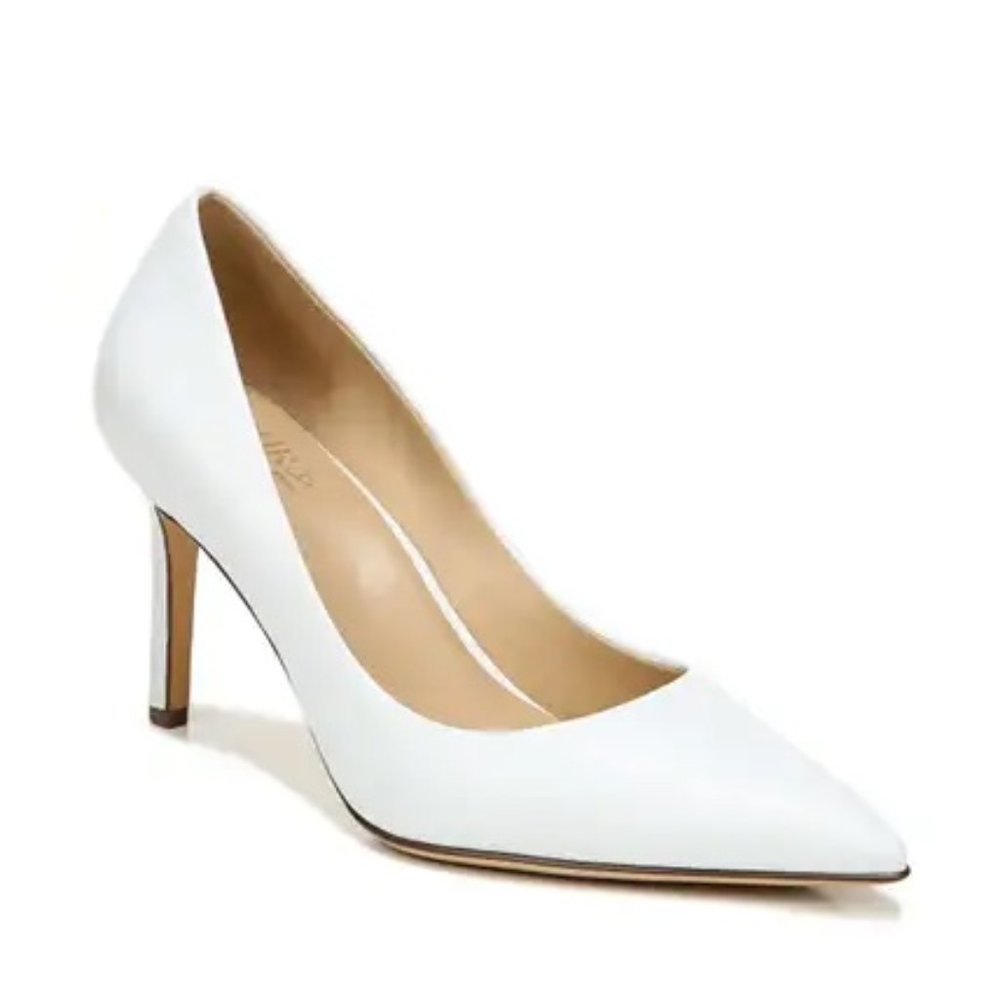 Naturalizer Anna Pointed Toe Pump (Women) 6.5M, WHITE LEATHER